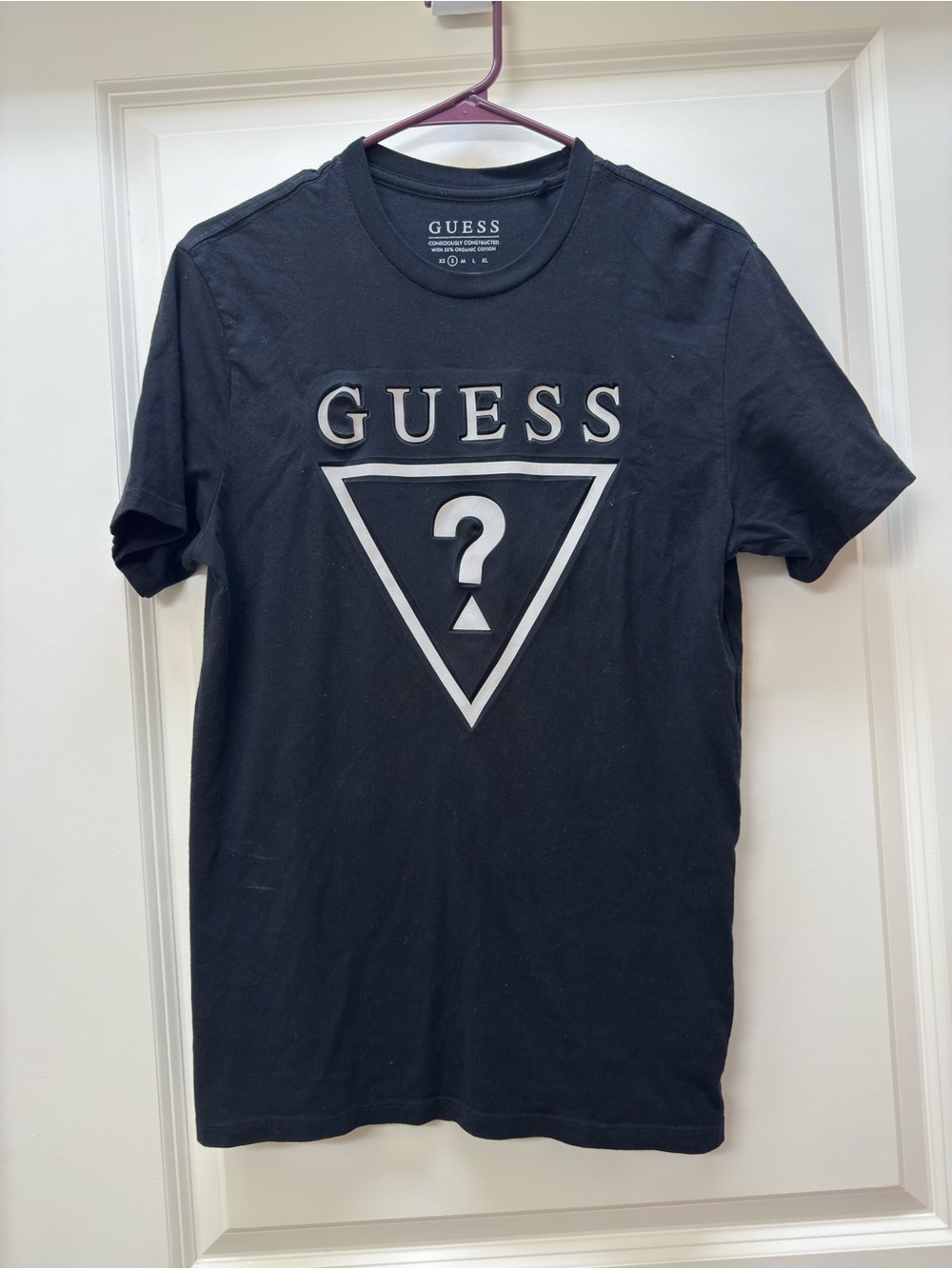 GUESS Black Graphic Reflective Logo Short Sleeve Tee